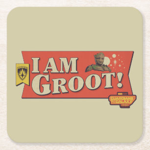 Guardians of the Galaxy "I Am Groot" Banner Square Paper Coaster