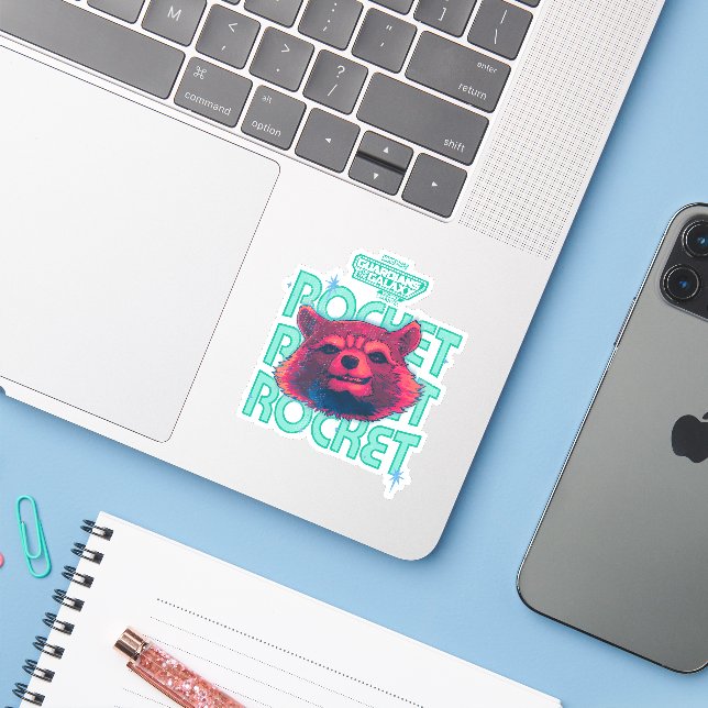Guardians of the Galaxy Rocket Face Graphic (Laptop w/ iPhone)