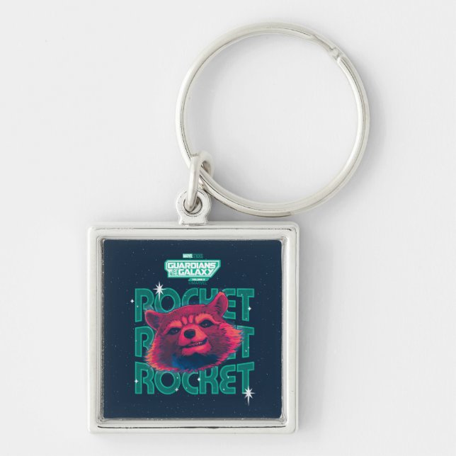 Guardians of the Galaxy Rocket Face Graphic Keychain (Front)