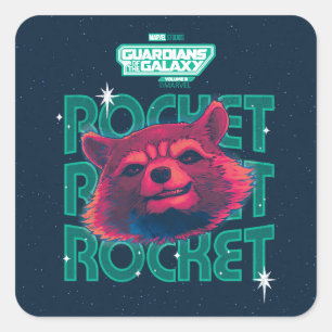 Guardians of the Galaxy Rocket Face Graphic Square Sticker