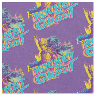 Guardians of the Galaxy   Rocket & Groot Neon Art Fabric
