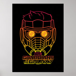 Guardians of the Galaxy   Star-Lord Neon Outline Poster