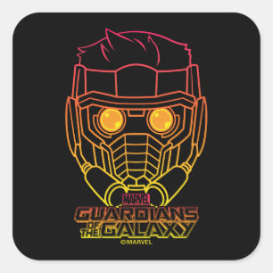 Guardians of the Galaxy   Star-Lord Neon Outline Square Sticker