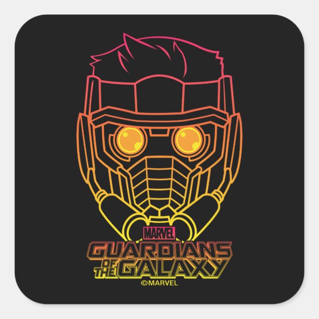 Guardians of the Galaxy | Star-Lord Neon Outline Square Sticker (Front)
