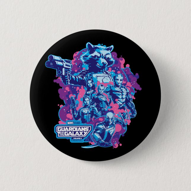 Guardians of the Galaxy Stylized Team Graphic 2 Inch Round Button (Front)