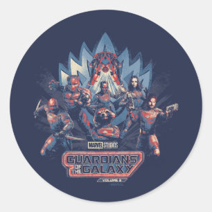 Guardians of the Galaxy Team Charge With Logo Classic Round Sticker