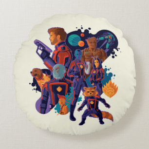 Guardians of the Galaxy Team Space Illustration Round Pillow
