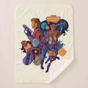 Guardians of the Galaxy Team Space Illustration Sherpa Blanket