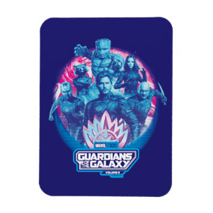 Guardians of the Galaxy Vaporwave Team Graphic Magnet