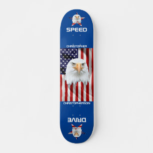 Guarding Eagle, The American Flag, Patriotic Skateboard