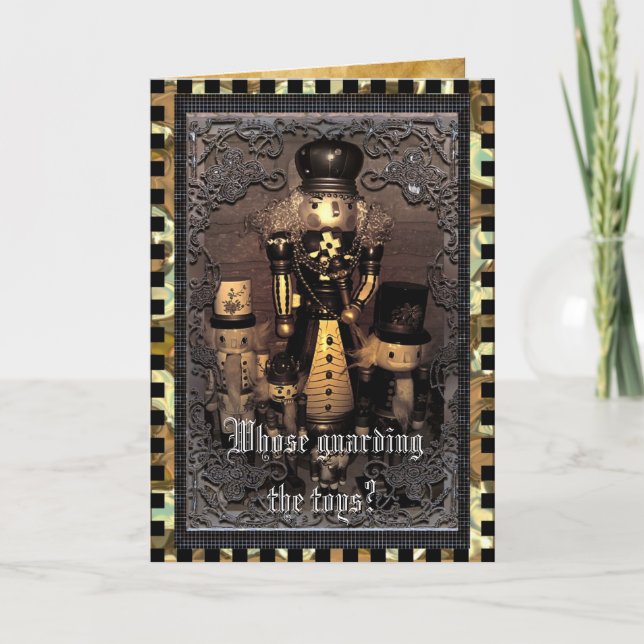 Guarding the Toys Customizable Holiday Card (Front)