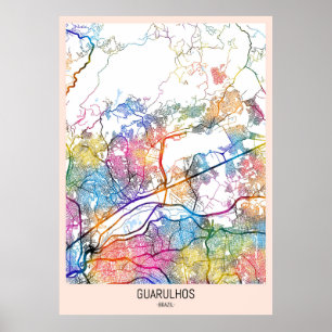 Guarulhos Brazil Map Poster