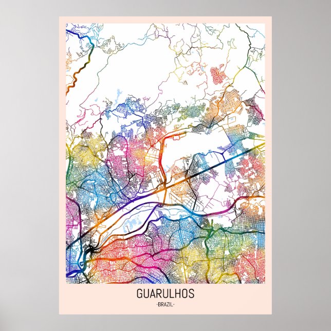 Guarulhos Brazil Map Poster (Front)