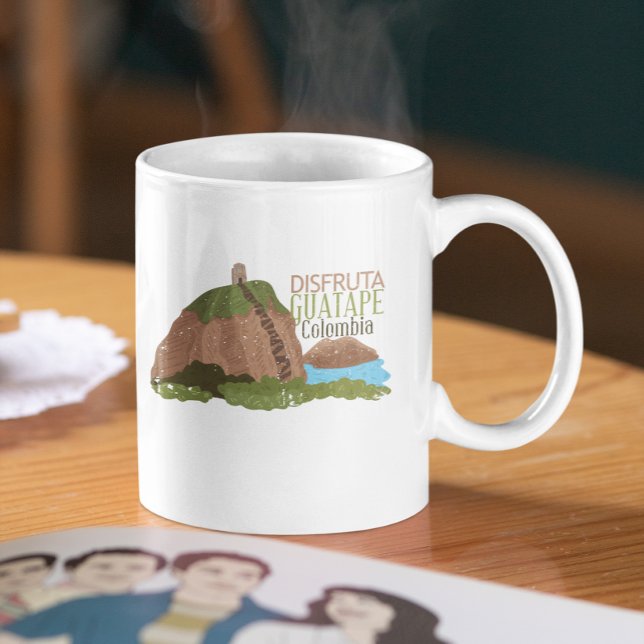 Guatape Colombia El Peñol Vintage Travel Coffee Mug (Colombia Guatape Vintage Travel Coffee Mug
)