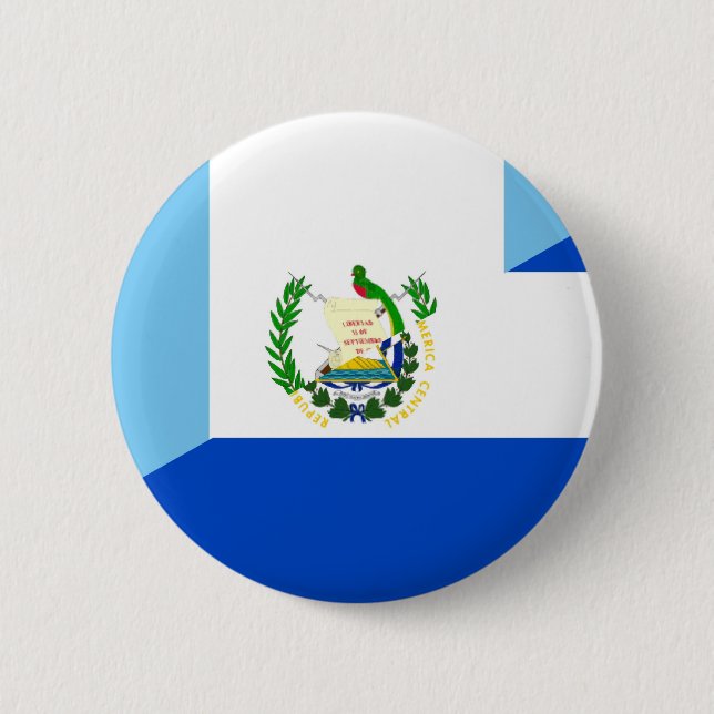 guatemala el salvador half flag country symbol 2 inch round button (Front)