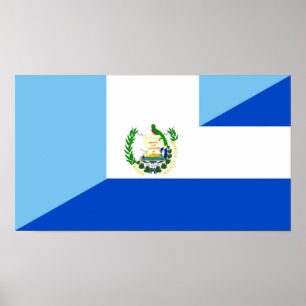 guatemala el salvador half flag country symbol poster