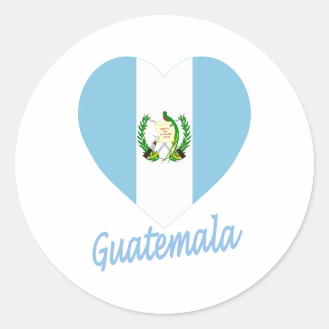 Guatemala Flag Heart Classic Round Sticker (Front)