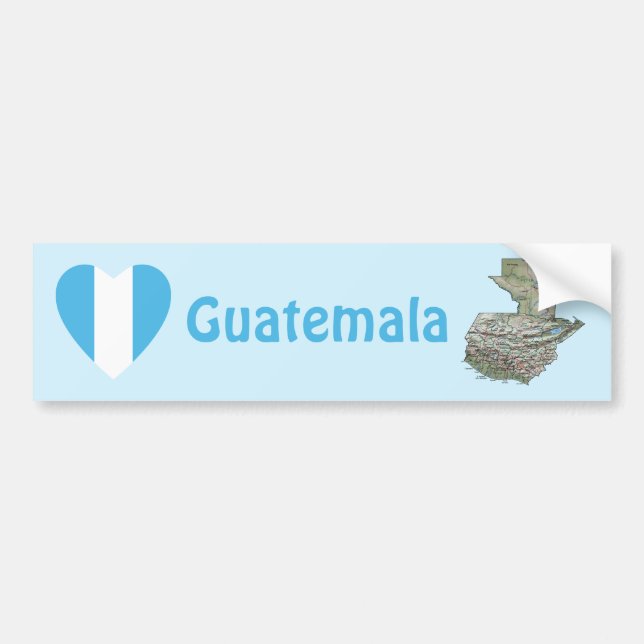 Guatemala Flag Heart + Map Bumper Sticker (Front)