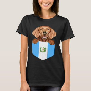 Guatemala Flag Irish Setter Dog In Pocket T-Shirt