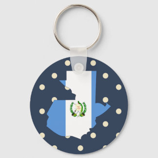 Guatemala Flag Map on Polka Dots Keychain
