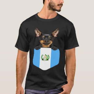 Guatemala Flag Miniature Pinscher Dog In Pocket T-Shirt