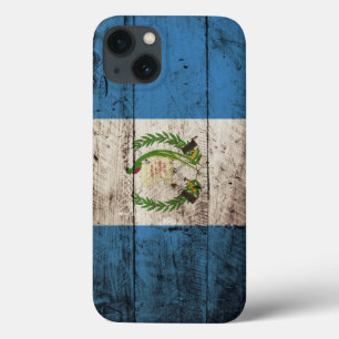 Guatemala Flag on Old Wood Grain iPhone 13 Case