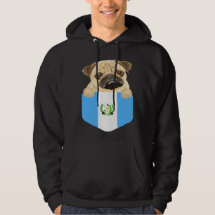 Guatemala Flag Pug Dog In Pocket Hoodie