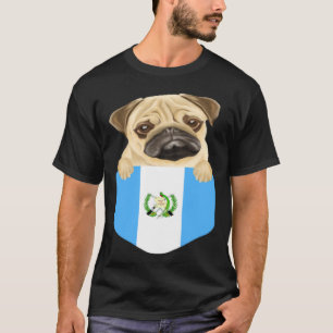 Guatemala Flag Pug Dog In Pocket T-Shirt