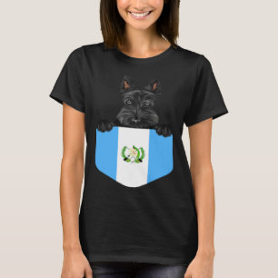 Guatemala Flag Scottish Terrier Dog In Pocket T-Shirt