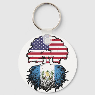 Guatemala Guatemalan American USA Tree Roots Flag Keychain