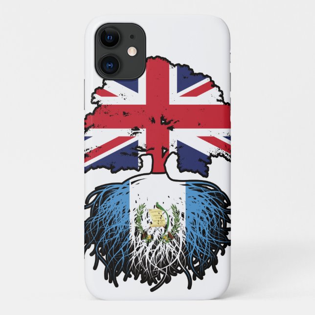 Guatemala Guatemalan British UK Tree Roots Flag Case-Mate iPhone Case (Back)