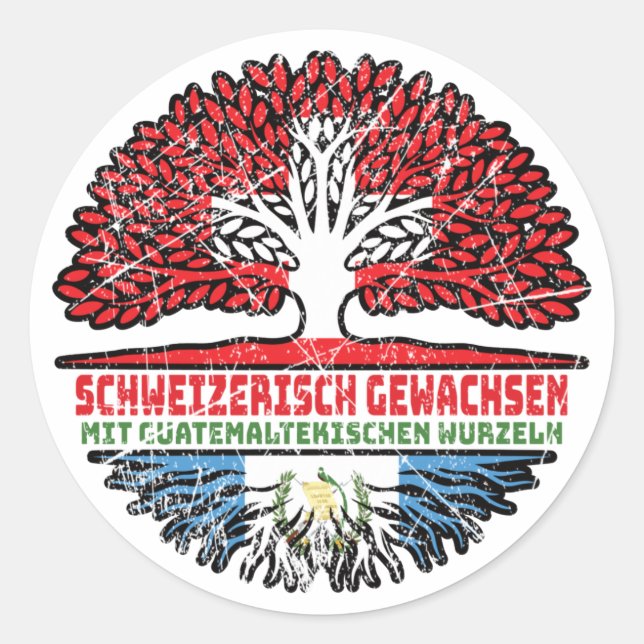 Guatemala Guatemaltekisch Schweizer Schweiz Baum Classic Round Sticker (Front)