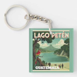  GUATEMALA LAGO PETEN Retro poster Keychain