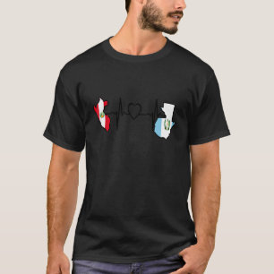 Guatemala Peru Flag Guatemalan Peruvian Heartbeat T-Shirt
