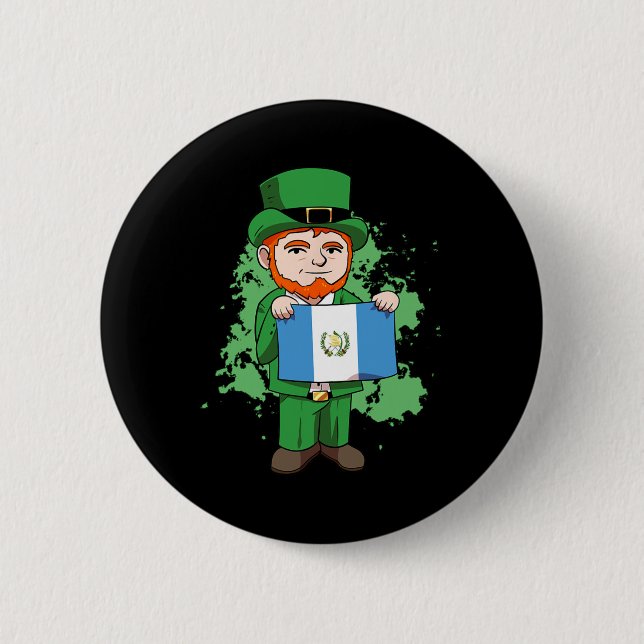 Guatemala Proud Guate Flag St. Patricks Day Leprec 2 Inch Round Button (Front)