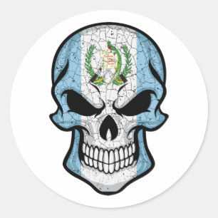 Guatemala Smiling Skull Flag Classic Round Sticker