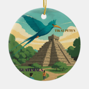 GUATEMALA TIKAL PETEN Retro poster Ceramic Ornament