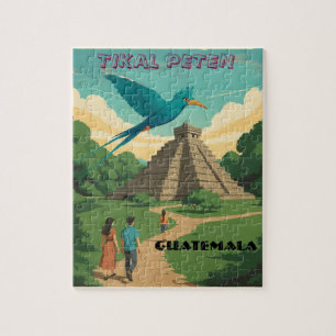 GUATEMALA, TIKAL PETEN Retro poster Jigsaw Puzzle