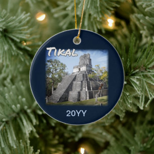 Guatemala Tikal Ruins Temple Ceramic Ornament