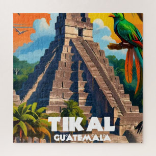 Guatemala Tikal Temple Travel Vintage Retro Jigsaw Puzzle