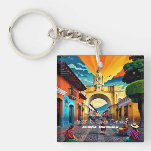 Guatemala Travel Vintage Poster Antigua Keychain