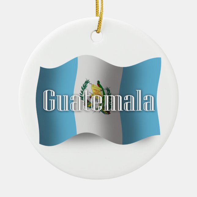 Guatemala Waving Flag Ceramic Ornament (Front)