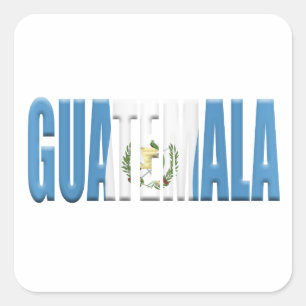 Guatemala word overlaid with the national flag square sticker