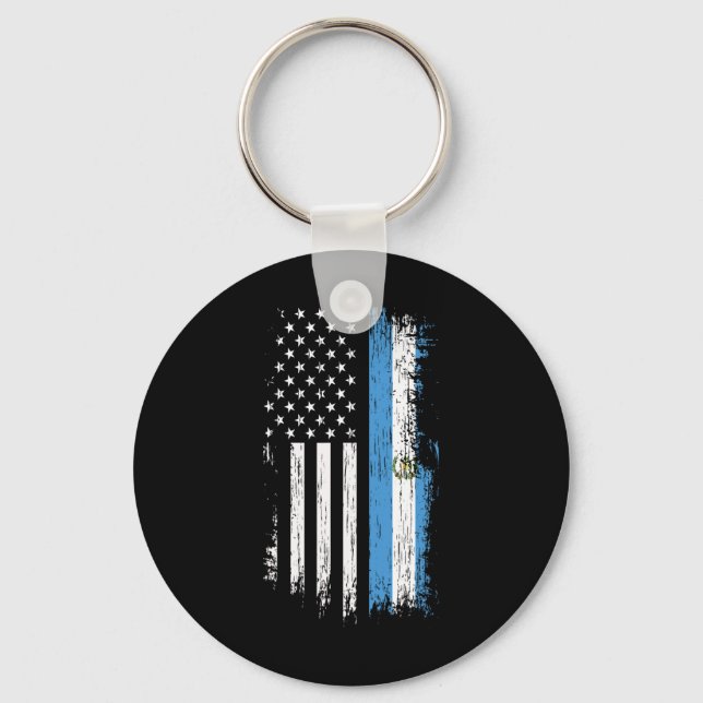 Guatemalan American Flag - Pride Guatemala Usa Shi Keychain (Front)
