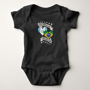 Guatemalan Brazilian Heart Flags Guatemala Brazil Baby Bodysuit