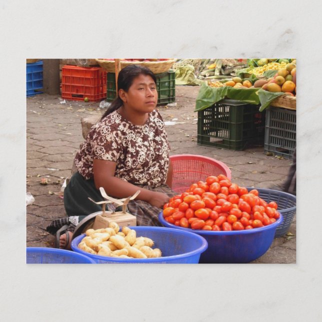 Guatemalan Market Vendor Postcard (Front)