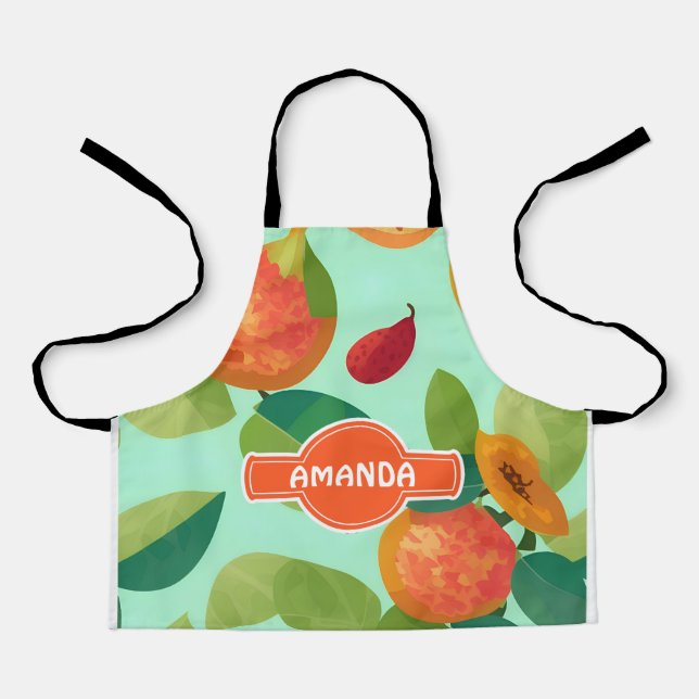 Guava Floral Colourful Personalized Pattern Apron (Front)
