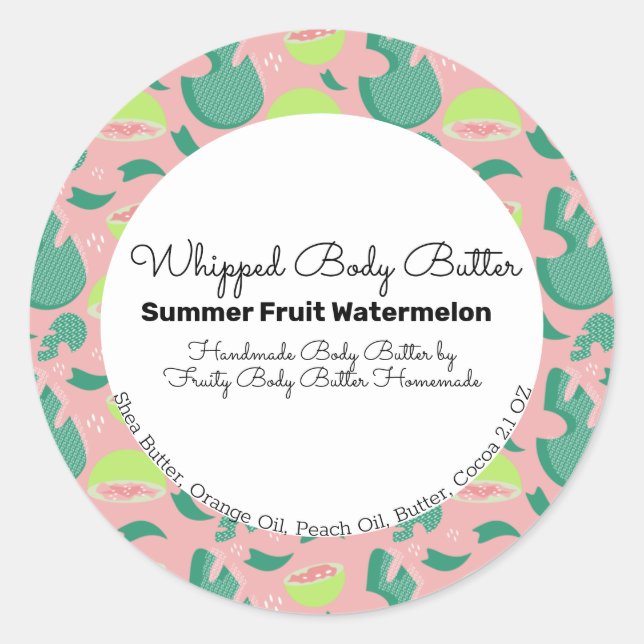 Guava Fruit Pop Body Butter Bath Branding Classic Round Sticker (Front)