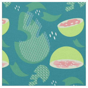 Guava Greenery Pink Green Fruit Pattern Fabric
