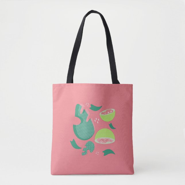 Guava Greenery Pink Green Fruit Pattern Tote Bag (Front)